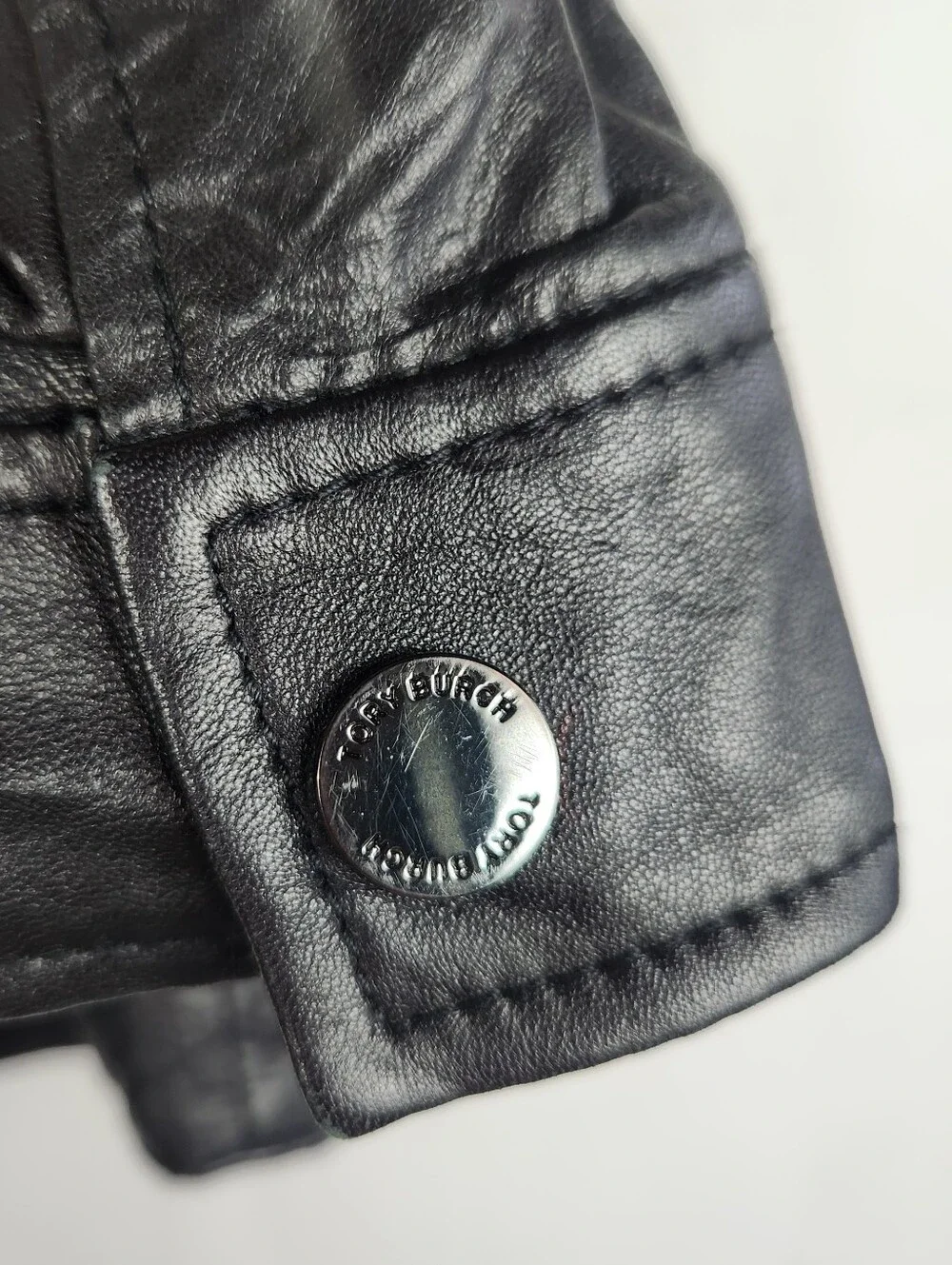 Tory Burch Daphne Black Lambskin Leather Quilted Moto Jacket Size 8-10